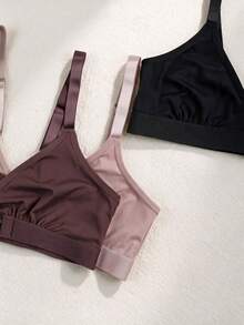 3pcs Wireless Non-Padded Comfortable Front Closure Women's Bra - Multicolor - View 6