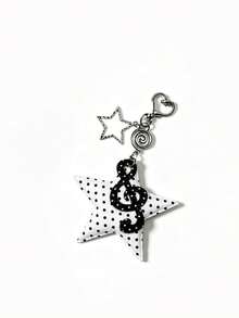 Star Coin Purse, Music Element Hanging Short Wallet, Headphone Storage Bag, Wave Keychain, Girl's Accessory, With Detachable Keychain - Multicolor - View 9