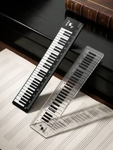 1pc Piano Key Pattern Straight Ruler, 15cm Musical Note Measuring Ruler For Music Student Stationery Gift - Color Style Randomized - View 2