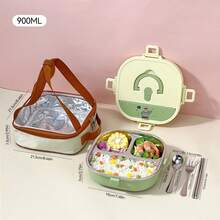 304 Stainless Steel Bento Box Adult, Cute Bento Box For School Student, Portable Stainless Steel Lunch Box With Handle And Cutlery, Leak-Proof Metal Lunch Box, Microwavable Small Lunch Containers With Lids, Japanese Bento Box - Multicolor - View 12