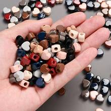 20Pcs Morandi Color Acrylic Heart Beads, 9x10mm Large Hole Loose Spacer Beads For DIY Jewelry Making Bracelet Necklace Keychain Accessories - Random Color - View 2