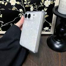 Ins Simpple Shell Pattern Phone Case Compatible With IPhone Ultra, Folding Flip Phone Case, Unisex Drop-Proof Protective Case - Iridescent White - View 5