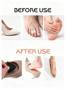 1 Pair Women's Soft PU Toe Cap Inserts, Reusable Non-Slip Shoe Size Reducer Filler Pads For High Heels And Sneakers - Black Pointed Toe - View 5
