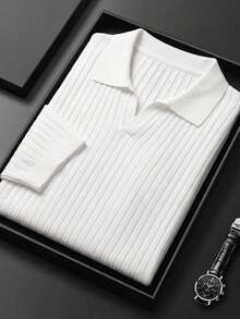 Men's Summer Knit Sweater, Fashion Ribbed Solid Color Short Sleeve, Suitable For Casual Sports - White - View 7