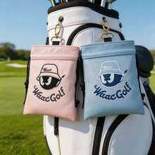 1pc Cartoon Embroidered Golf Drawstring Pouch, Pu Accessory Storage Bag With Carabiner Clip For Golf Balls Tees Sports Gear - Multicolor - View 7