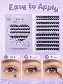 120pcs Self Adhesive Lashes+Fake Lashes Tweezers Segmented Ultra Soft, Naturally Curled, Slender, Grafted Eyelashes For Enlarged Eyes, Portable For Daily Commuting, Lightweight And Non Irritating To The Eyes Glue Free Eyelash - View 5