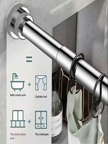 Heavy Duty Adjustable Tension Rod - Stainless Steel Material, No Drilling, Tension Installation, Suitable For Hanging Heavy Clothes, Shower, Curtains, Doors - Durable Metal Material, Long-Lasting Use - C - View 6