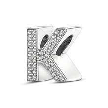 1pc S925 Sterling Silver 26 Alphabet Letter Pendant Bead, Original Full Zirconia Inlaid Design, Exquisite 3D Shape, Suitable For Bracelets And Necklaces, Customizable Initial, Showcasing Personalized Style, Meeting Handmade DIY Jewelry Making And Daily Wear Needs - Silver - View 33