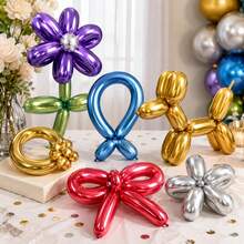 20/40pcs Metallic Color Magic Long Balloons, Latex Twisting Balloons, Latex Balloon Set, Shiny Magic Balloons, Suitable For Animal Sculptures, Birthday, Wedding, Kids Party - Multicolor - View 9