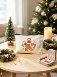 1pc Sweet & Playful Fabric Rectangular Makeup Bag, Embossed Bow Pattern With Label Patch, Zipper Closure Large Capacity Storage Bag, Soft Quilted Cosmetic Bag, Portable Organizer, Suitable For Daily Use, Travel, Bedroom And Back To School - Multicolor - View 12