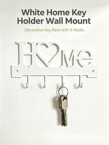 1pc Home Love Shaped Key Holder Wall-Mounted Entryway Organizer With Hooks, Wall-Mounted Storage Rack, Includes Screws, Requires Drilling, Suitable For Home Decor, Living Room Decor And Housewarming Gift - Multicolor - View 10