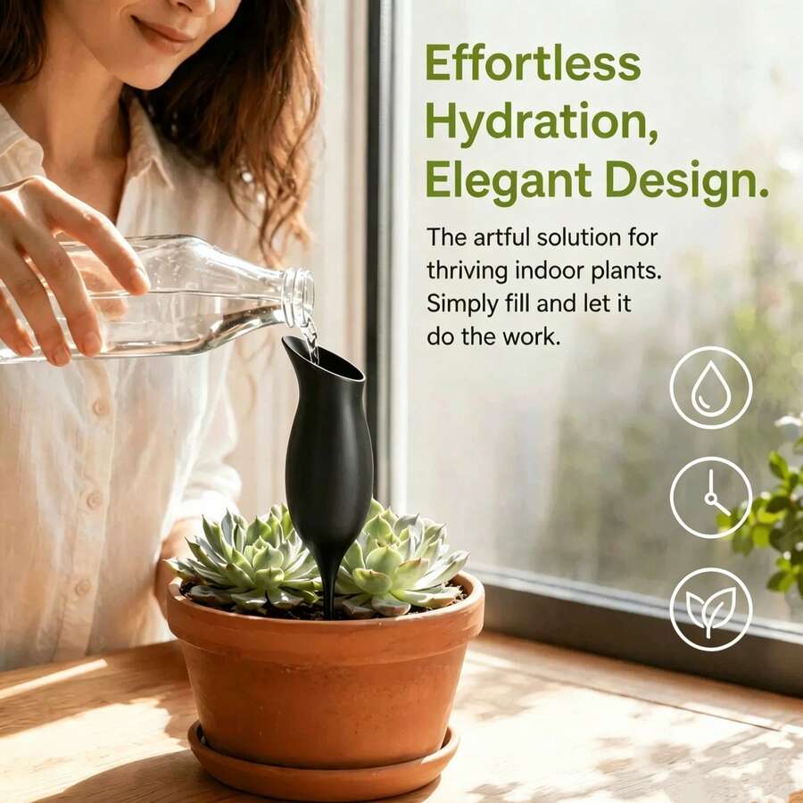 1pc Wine‑Glass Shape Self Watering Spikes, Automatic Slow‑Release Soil‑Insert Plant Waterer, Vacation Watering Device For Indoor Potted Houseplants - 1PC Wine Glass-shaped Watering Can - View 1