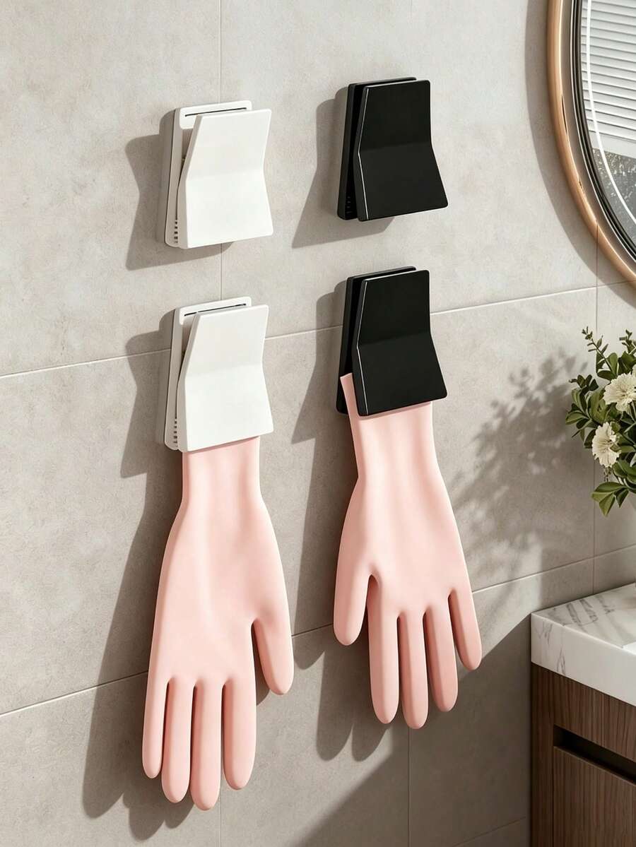 4 piezas Estante de almacenamiento de guantes de cocina, clip para toallas sin taladro, clip para paños de cocina, estante colgante para paños de cocina, organizador de almacenamiento de secado rápido para fregadero, adecuado para cocina, baño y lavandería, clip soporte para guantes de goma para tareas del hogar, clip colgante para guantes (1/4 piezas) disponible