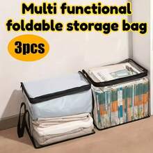 Extra Large Transparent Book Storage Bag, PVC Foldable Display Box With Lid, Waterproof Zipper, Reinforced Handle, Dust-Proof Transparent, Suitable For Books, Comics, DVDs, Toys, Clothes, Wardrobe, Moving Packaging, Home Storage Container,Bedroom Room Decor,Back To School - Multicolor - View 9