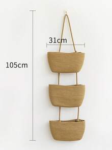 Woven Hanging Storage Basket, Decorative Door Hanging Storage Basket, Detachable Decorative Storage Basket, Space-Saving Cosmetic Storage Basket, Suitable For Kitchen, Bedroom, Bathroom, Plants And Small Items Storage - Multicolor - View 12