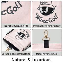 1pc Cartoon Embroidered Golf Drawstring Pouch, Pu Accessory Storage Bag With Carabiner Clip For Golf Balls Tees Sports Gear - Multicolor - View 8