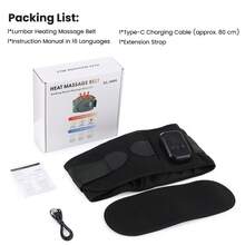 Wireless Heating Massage Pad, Wearable Waist Massager With 3 Heating Levels And 3 Vibration Modes, One-Button Operation For Easy Switching, USB Rechargeable Portable Wireless Design, 2000mAh Battery Capacity - Multicolor - View 13