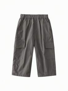 mini bala Unisex Baby Kids Straight‑Leg Cargo Pants New Autumn Loose Comfortable Long Trousers - Morning Gray - View 4