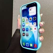 1pc Cute Wavy Edge Phone Case, Compatible With IPhone 17 ProMax/17Pro/17/11 12 13 14 15 16 Pro Max, With Camera Lens Protection, Suitable For - Mint Green - View 3