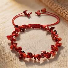 1Pc Boho Handmade Natural Crushed Crystal Bracelet Adjustable Summer Beach Dainty Stackable Bangle Wristband Jewelry Gift For Women - Multicolor - View 9