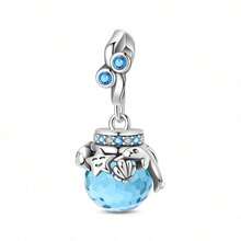 1 Stück S925 Sterling Silber Ozean Stil Anhänger Perle, blauer Kristall Krabbe, Delfin, kleiner Fisch, Seestern, Quallen Formen, transparenter blauer Zirkonia eingelegt, frischer Tiefseeton, mit Geschenkbox, geeignet für Armband Halskette, handgefertigter DIY Schmuck, vielseitiges Sommer Strand Accessoire - Verschiedenfarbig - Übersicht 16