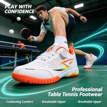 2026 New Professional Table Tennis Shoes For Youth Students Competition Training Badminton Shoes Breathable Non-Slip Tennis Shoes White & Orange - 611-white Orange - View 9