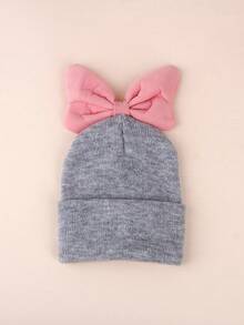1/2PCS Girls Toddler Baby Knitted Big Bow Decor Cute Children Autumn Winter Warm Knitted Knitted Hat - Bow - View 4