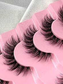 7 Pairs Clear Band Fake Eyelashes Natural Cils Thick False Eyelashes Cross Eye Lashes Reusable Eyelash Makeup Transparent Band Cat Eye Eyelash Makeup Essentials Strip Lashes Lashes Eyelashes Fake Lashes - Black - View 6