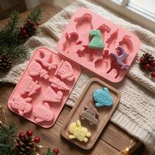 1pc 8-Cavity Silicone Christmas Baking Mold - Santa, Snowman, Tree & Reindeer Designs For Chocolate, Candy, Jelly & Pudding - Perfect For DIY Holiday Treats, Cake Mold - Multicolor - View 6