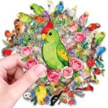 56pcs Colorful Parrot Bird Stickers, PET Transparent Decals, Vivid Parrot Bird Stickers For Journal, Notebook, Planner, Nature Theme - 56pcs - View 17