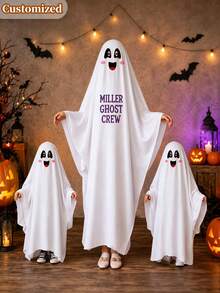 Customizable Ghost Cape Costume, Perfect For Halloween Roleplay (Witch, Vampire, Wizard, Ghost), Trick-Or-Treating, Costume Parties, Masquerade Balls And Stage Performances; Fun Personalized Gift For Family, Partners And Friends - Multicolor - View 1