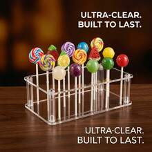 Lollipop Holder Display Stand, Premium Clear Acrylic Cake Pop Stand With Reinforced Screw-In Assembly, Sturdy Step Structure Candy Rack For Party And Retail, Minimalist Polished Rounded Edges, High Transparency Finish, 9.84 X 7.68 Inches - View 1