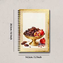 1pc 2D Flat Aesthetic Raisin & Pomegranate Pattern A5 Spiral Notebook, Classic Lined Pages, 100 Pages/50 Sheets High-Quality Paper, School Office Planner Diary Gift, Home Or Office Journal, School Supplies, Office Record Must-Have, Back To School Essential - A - View 2