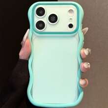 1pc Cute Wavy Edge Phone Case, Compatible With IPhone 17 ProMax/17Pro/17/11 12 13 14 15 16 Pro Max, With Camera Lens Protection, Suitable For - Mint Green - View 6