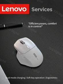 Lenovo 无线鼠标，双模可充电鼠标，2.4G/BT 连接，人体工学游戏鼠标，亲肤材质，握感舒适，适用于办公室、家庭、游戏等多种用途，兼容多种设备，电池寿命长 - 白色 - 查看 9