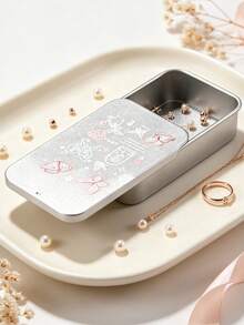 Butterfly Flower Pattern Ins Sliding Jewelry Storage Box, Earring Box, Fish Bone And Fish Bone Jewelry Storage, Jewelry Box, Christmas, Easter, Valentine's Day, Birthday Gift, Back To School Surprise Gift - Multicolor - View 9