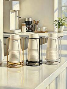Simple Disposable Cup Dispenser Holder Stable Cup Holder Base Coffee Cup Organizer For Plastic Paper Coffee Mouthwash Cup Paper Cup Storage Rack Suitable For Christmas Halloween And Party Events Bathroom Accessories Home Essentials - multicolor - View 4