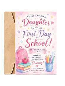 1 Greeting Card + 1 Envelope, Encouragement Card For Daughter's First Day Of School, Flat Stationery, Academic Success And Back To School Wishes - Multicolor - View 9