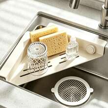 Expandable Sink Drain Rack, Adjustable Kitchen Sink Storage Tray, Anti-Slip Telescopic Sink Organizer For Sponge, Soap, Cup, Kitchen Counter Accessories - Practical Style - View 7