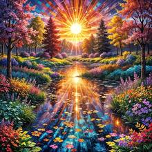 5D Diamond Painting Kit With Forest Landscape Pattern, Suitable For Adults Or Beginners, DIY Full Diamond Art Craft, Vibrant Mosaic Wall Art For Beginners - round diamond - View 1