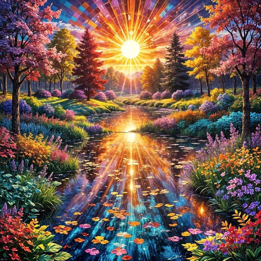 5D Diamond Painting Kit With Forest Landscape Pattern, Suitable For Adults Or Beginners, DIY Full Diamond Art Craft, Vibrant Mosaic Wall Art For Beginners - round diamond - View 1