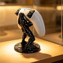1pc 2D Flat Printed Acrylic Black Knight Shaped Handle Holder, Stable Support, Scratch-Resistant Design | Desktop Gaming Decor, Creative Gamer Gift - Black Knight-themed Multi-platform Controller Stand - View 4
