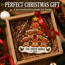 Custom Festive Christmas Gingerbread Family Ornament, Personalized 2-6 Family Names, Merry Christmas Tree Hanging Decor For Family Home And Holiday Party Celebrations, Customized Xmas Gingerbread Ornament, Customizable Holiday Keepsake Gift. - Style a - View 6