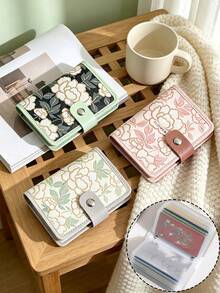 Exquisite Floral Credit Card Holder With Multiple Slots, Large Capacity, Compact And Portable, Suitable For Driver's License, Business Cards And Other Documents, Mini Lightweight Zipper Design, Perfect Gift For Wedding Bride, Mother's Day, Birthday, Holiday, Back To School, Graduation, Christmas, Easter - Multicolor - View 1