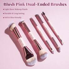 BS-MALL 5PCS Double-Sided Makeup Brush Set Wholesale Eyeshadow Powder Foundation Contour Vegan Make Up Brushes - Pink - View 2