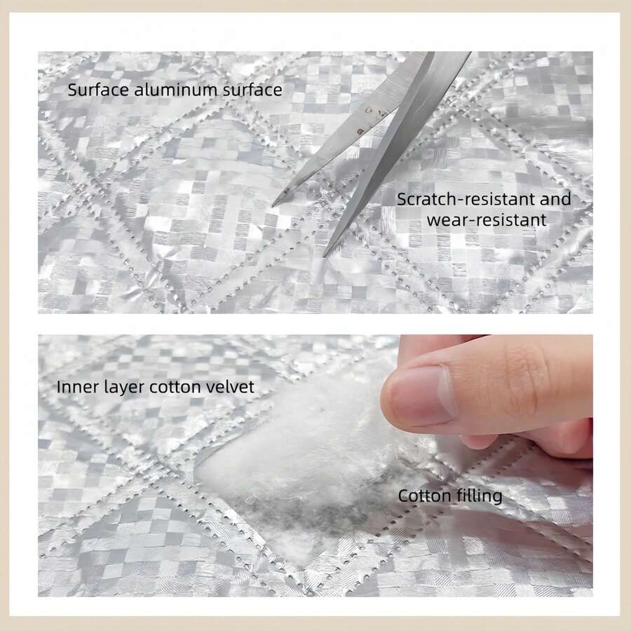 Window Drafty And Too Cold In Winter! White Edge Zipper Thickened Aluminum Foil Thermal Curtain, Unzip To Open Window Directly, Firmly Lock Indoor Temperature - Silver Cotton Curtain With White Trim and Zipper - View 1
