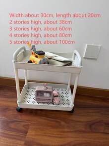 3-Tier White Plastic Rolling Storage Cart With Handle - Multi-Functional Storage Organizer For Kitchen, Bathroom And Bedroom - Durable Mesh Shelves Easy To Access, Mobile Practical Storage Cart | Modern Storage | Ventilated Storage - Multicolor - View 9