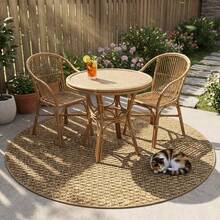 1pc Brown Pineapple Round Rug, Faux Sisal Material, Minimalist Round Carpet, Suitable For Indoor And Outdoor, Soft And Machine Washable, Ideal For Patio, Balcony, Beach, Picnic, Modern Decorative Mat - A - View 1