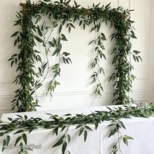 3 Packs Artificial Vines Faux Hanging Greenery Vines Green Leaf Garland Suitable For Garden Wedding Backdrops Party Home Decor Indoor Outdoor Window Box Planters Spring And Summer Decoration Hotel And Caf Accent Wall - Multicolor - View 1