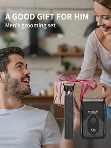 HIENA Electric Shaver Combination Set Reciprocating Shaver, Black Appearance, Suitable For Shaving, Sideburns, Carving Scissors, Silky Smooth, USB Charging, Equipped With 4 Limit Combs And Cleaning Brushes, Mini Body For Easy Carrying Outside - Black - View 8